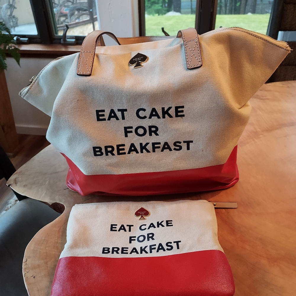 Kate Spade Eat Cake for Breakfast tote and pouch